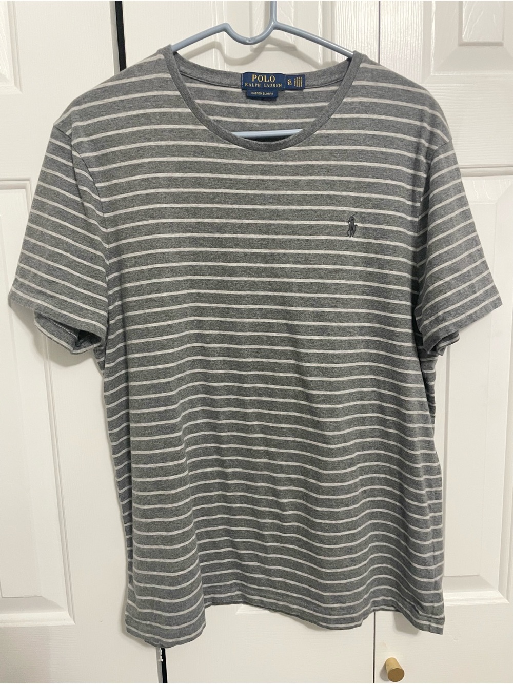 Polo by Ralph Lauren Gray & White Striped Crewneck Tee